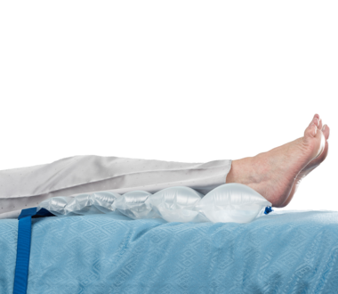 Repose Pressure Relief Inflatable Wedge Pillow elevates legs to offload pressure on the heels Repose Pressure Relief Inflatable Wedge Pillow For Leg Elevation And Heel Protection