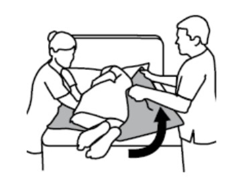 turning patient using tubular slide sheet step two