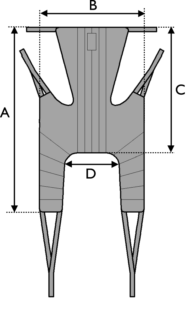 Universal high plus sling sizing diagram