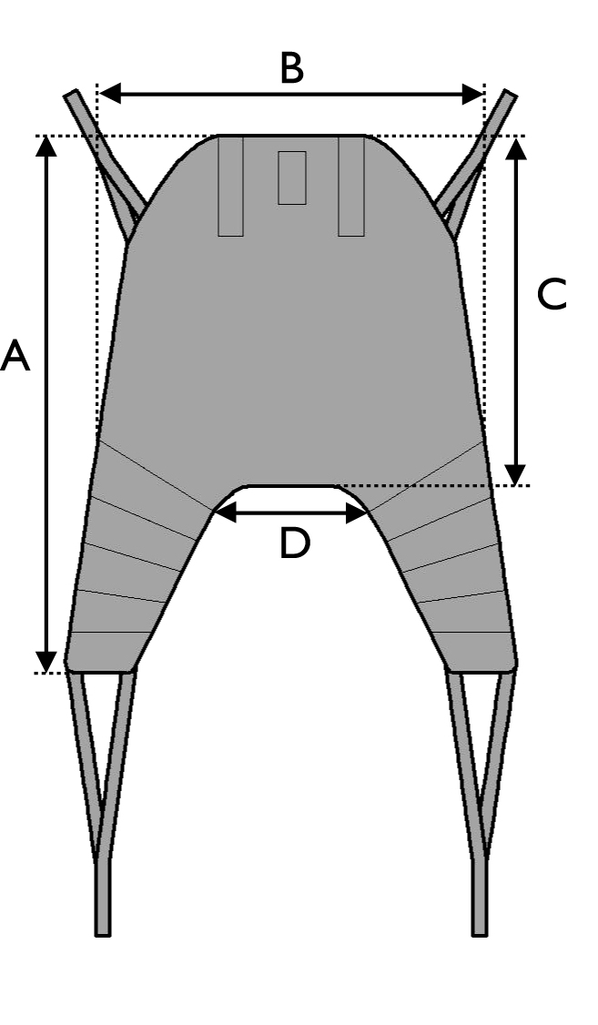 Invacare universal high sling sizing diagram